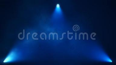 蓝三角舞台灯光与烟雾VJ循环运动背景